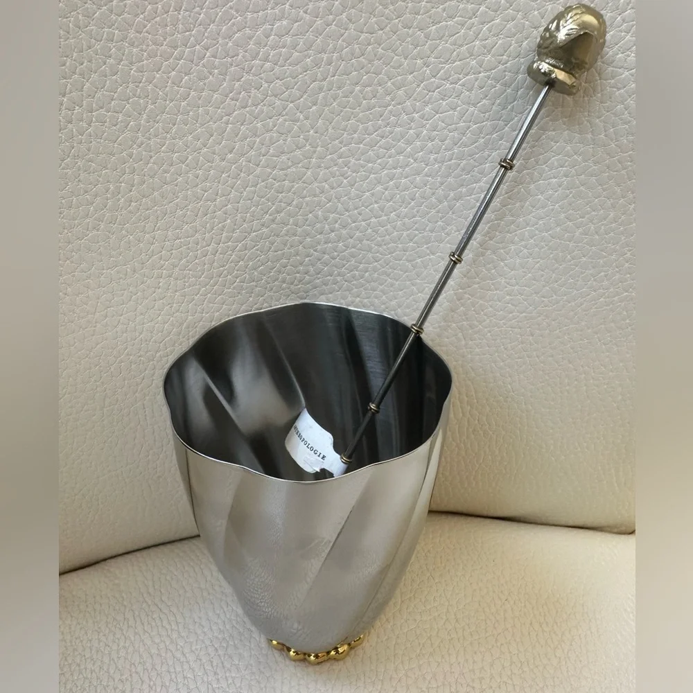 Anthropologie Louisville Scalloped Stainless Steel Julep Cup + Hedgehog Spoon